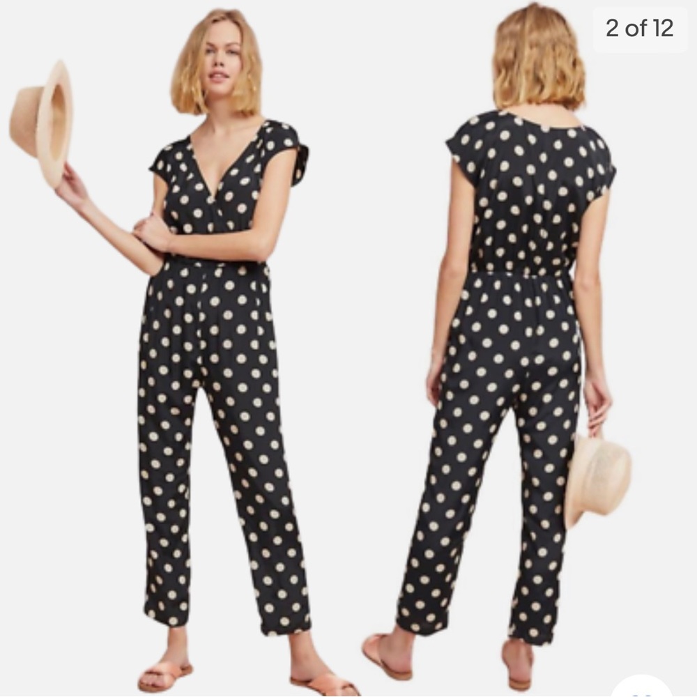 Poka dot black jumpsuit size M